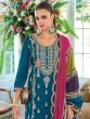 Teal Blue Readymade Salwar Kameez In Palazzo Style