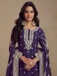 Deep Purple Silk Salwar Suit In Sharara Style