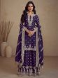 Deep Purple Silk Salwar Suit In Sharara Style