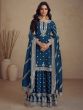 Navy Blue Silver Zari Embroidered Sharara Suit