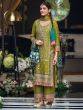 Green Readymade Salwar Suit In Zari Embroidery