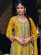 Yellow Zari Embroidered Salwar Suit In Palazzo Style