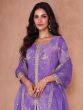 Purple Readymade Salwar Suit In Sharara Style