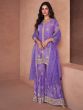 Purple Readymade Salwar Suit In Sharara Style