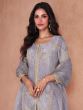 Grey Georgette Salwar Kameez In Sequins Work