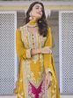 Yellow Heavy Zari Embellished Palazzo Style Suit