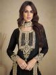 Black Zari Embroidered Salwar Suit In Pant Style