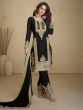 Black Zari Embroidered Salwar Suit In Pant Style