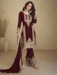 Maroon Pant Style Festive Wear Salwar Kameez