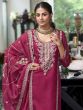 Magenta Readymade Salwar Kameez In Organza