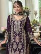 Midnight Purple Salwar Kameez In Sharara Style