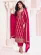 Red Festive Wear Salwar Kameez In Jacquard