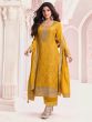 Honey Yellow Festive Salwar Suit In Sequins Work