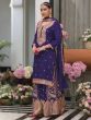 Purple Zari Embellished Salwar Suit In Palazzo Style