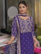 Dark Purple Zari Enhanced Palazzo Style Suit