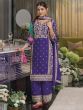 Dark Purple Zari Enhanced Palazzo Style Suit