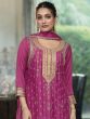 Rani Pink Zari Work Salwar Kameez In Palazzo Style