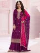 Wine Zari Embroidered Salwar Kameez With Dupatta