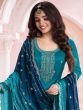 Blue Palazzo Style Salwar Suit With Full Sleeves