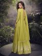 Green Jacquard Silk Salwar Suit In Anarkali Style