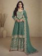 Green Festive Salwar Kameez Set In Zari Embroidery