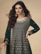 Dark Green Zari Embellished Palazzo Style Suit Set