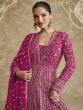 Magenta Zari Augmented Salwar Kameez With Full Sleeves