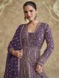 Dark Purple Georgette Anarkali Suit With Dupatta