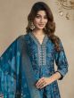 Blue Zari Work Embroidered Anarkali Style Suit