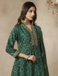 Green Anarkali Style Suit With Woven Dupatta