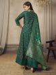 Green Anarkali Style Suit With Woven Dupatta