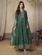 Green Anarkali Style Suit With Woven Dupatta