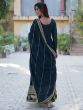 Navy Blue Zari Augmented Readymade Salwar Suit