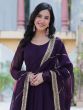 Midnight Purple Salwar Kameez In Anarkali Style