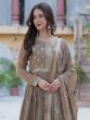 Brown Sequins Augmented Readymade Anarkali Suit