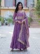 Purple Readymade Anarkali Suit In Ruffle Style