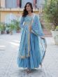 Sky Blue Georgette Readymade Suit With Dupatta