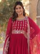 Red Embroidered Anarkali Style Suit In Georgette