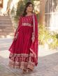 Red Embroidered Anarkali Style Suit In Georgette