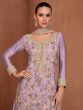 Lilac Stone Embroidered Salwar Kameez With Dupatta