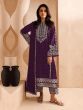 Wine Embroidered Pant Style Salwar Kameez