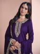 Dark Purple Sequins Work Salwar Kameez In Silk