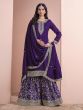 Dark Purple Sequins Work Salwar Kameez In Silk