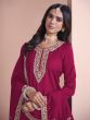 Red Art Silk Casual Salwar Suit In Sharara Style