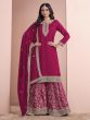 Red Art Silk Casual Salwar Suit In Sharara Style