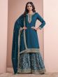 Blue Sequins Augmented Salwar Kameez With Dupatta