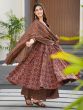 Brown Printed Palazzo Suit In Anarkali Pattern