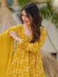 Yellow Anarkali Suit Set In Muslin With Palazzo