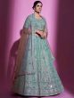 Turquoise Mirror Work Lehenga Choli With Dupatta