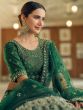 Green Mirror Work Lehenga Choli In Net